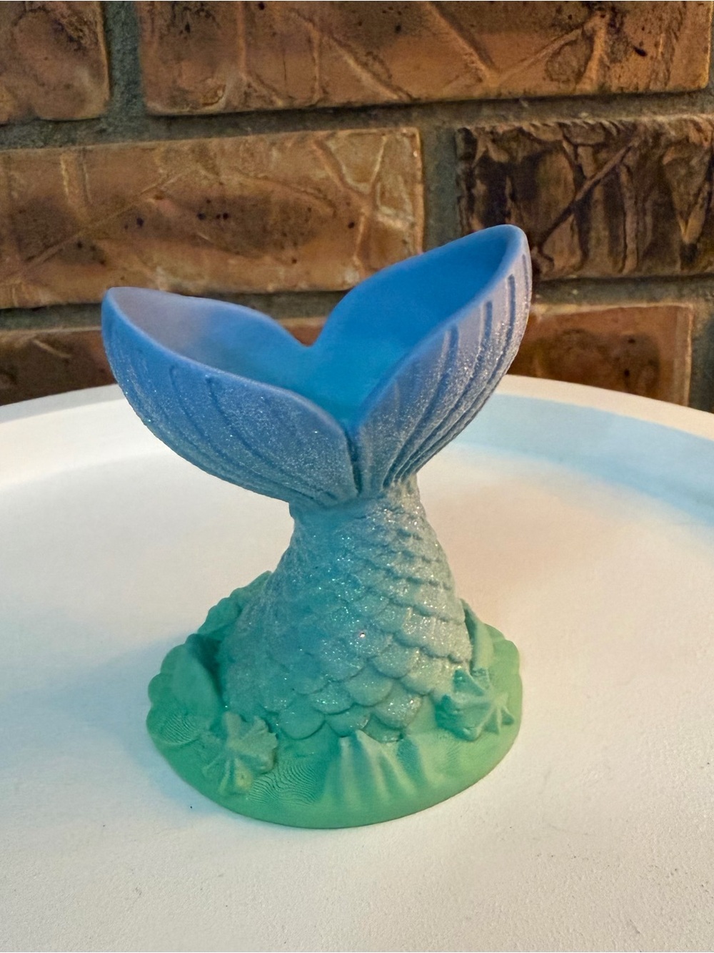 Hand Crafted 3D Printed Blue and Green Mermaid Tail Jewelry Holder NWOT